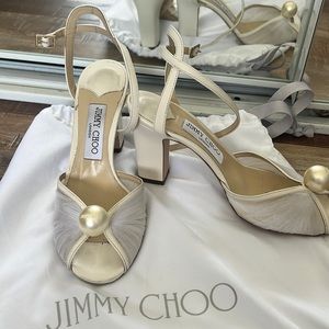 Jimmy Choo Bridal Sacaria 85 High Block Heel Sandal